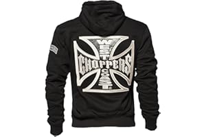 WEST COAST CHOPPERS Sudadera con Capucha y Panel Cruzado, Color: Negro