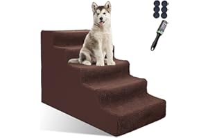 ZVONEMA ZNM Escalier pour Chien 5 Marches, Escaliers pour Animaux en Plastique Grand, Escalier pour Chat avec Housse en Tissu, 74.6L x 42W x 50H cm - Envoyer Rouleau Adhesif Vetement