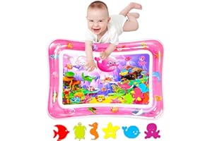 SUNSHINEMALL Wassermatte Baby Bpa Frei 66×50CM Wasserspielmatte Baby Wasser Spielmatte Sensorik Spielzeug Krabbelmatte Baby 3 6 9 Monate Tummy Time Toys Water Mat(Rosa Meereswelt)