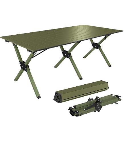 Tavolo Da Campeggio Pieghevole WUROMISE In Alluminio - Leggero E Portatile 119x55x68 Cm, Con Cestino Portaoggetti - Per Spiaggia, Picnic, Barbecue E Outdoor
