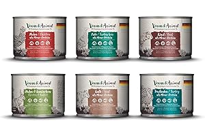 VENANDIANIMAL Venandi Animal Premium comida húmeda para gatos, paquete de prueba III, pollo, pavo, ternera, pollo + conejo, ternera, pavo, 6 x 200 g, sin cereales y natural, 1,2 kg