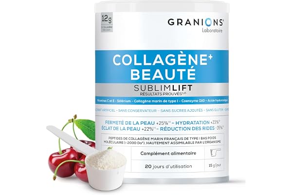 Granions Collagene + Beauté Sublimlift | Collagène Marin de Type 1 | 12g de Collagène Breveté par Portion | Acide Hyaluronique + Vitamine C, E + Coenzyme Q10 | Collagene Poudre 300g
