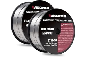 ARCCAPTAIN Fülldraht 0,8mm 2KG E71T-GS MIG Schweißdraht für Schweißgerät ohne Gas MIG/MAG FLUX Schweißdraht with TÜV Geprüft, D100 Drahtrolle mit 20mm Dorn, Packung 2