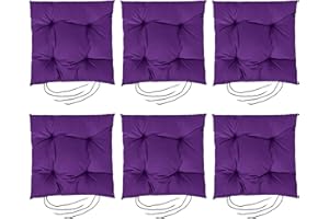 Gardenista Garden Chair Seat Cushion with Ties | Slip Free Hypoallergenic Tufted Pad | Water Resistant Thick Quality | Great for Indoors & Outdoors | Secure Ties (6 Piece, Purple)