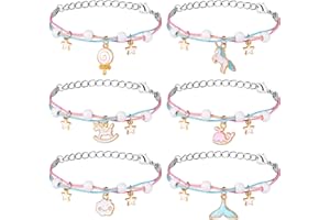 ALTcompluser Lot de 6 bracelets d'amitié pour filles, bijoux pour enfants, bracelets tressés à la main pour fête d'anniversaire