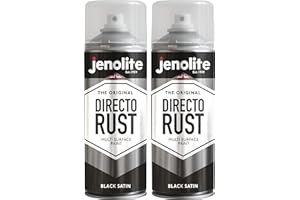JENOLITE Directorust Peinture satinée | NOIR | Peinture en aérosol multi-surfaces | Bois, le Métal, le Plastique, la Céramique et les Surfaces Rouillées | 2 x 400 ml | RAL 9006