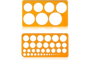 WINKIO Kreisschablone zum Zeichnen, 2 Stück Quilling Schablone Transparent Orange Digitale Messschablonen Lineale für Büro und Schule Bau Schalung Zeichnungen Vorlagen