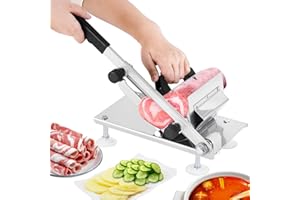 BAOSHISHAN Frozen Meat Slicer Manual Meat Slicer Cold Meat Cutting Machine Stainless Steel Meat Cleaver for Beef Mutton Roll Bacon Vegetable Hotpot Shabu Home Use