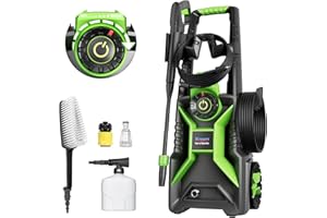 H.YEED Pressure Washers with Adjustable Pressure Switch,1900W Max 150Bar Jet Washers Pressure Washers with Adjustable Nozzle,Brush,Foam Cannon, Power Washer for Cars, Fences, Patios and Driveway