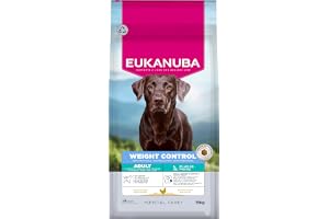 Eukanuba Weight Control hundmat med kyckling för stora raser, t.ex. som steriliserade/kastrerade hundar, fettsnål special car