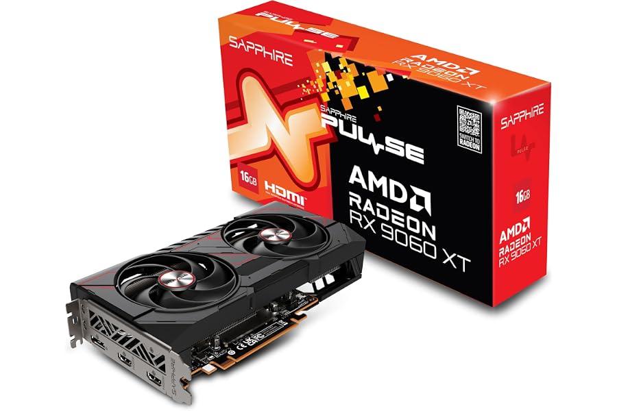 Amazon listing image: Sapphire Pulse AMD Radeon™ RX 9060 XT Gaming OC 16GB Dual HDMI/DP
