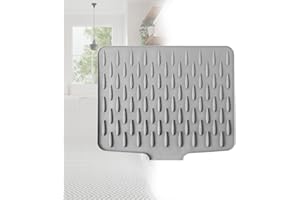 Qublex Silicone Draining Mat for Sink and Kitchen Counter – Non-Slip Dish Drying Mat, Flexible Silicone Drainer Board Mat for Dishes, Glassware and Utensils