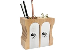 SUCK UK | Uchwyt na długopisy, drewniane biurko do porządku i temperówka do ołówków, akcesoria biurkowe, organizer do przechowywania artykułów piśmienniczych, pojemnik na ołówki i uchwyt na długopisy