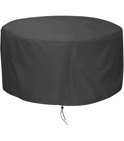 Feuerschalen-Abdeckung Rund – Wasserdicht, 600D Oxford, Ø 142 Cm, Mit Kordel & Schnallen, Schwarz