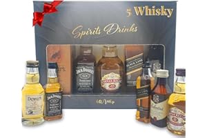 GENERIC Kit Mini Whisky | Caja Regalo con 5 Mini Botellas: Chivas12, Johnnie Walker Black, Dewards, Ballantines y JackDaniels | Perfecto como Regalo Original | Pack Whisky 5 x 5cl