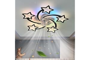 Dfiacn Schwarz RGB Deckenventilator Mit Beleuchtung Mit Fernbedienung APP, Kind Schlafzimmer Lampe Mit Ventilator Reversibel 6-Gang Dimmbar Deckenlampe Mit Ventilator Speicherfunktion Leise Timing