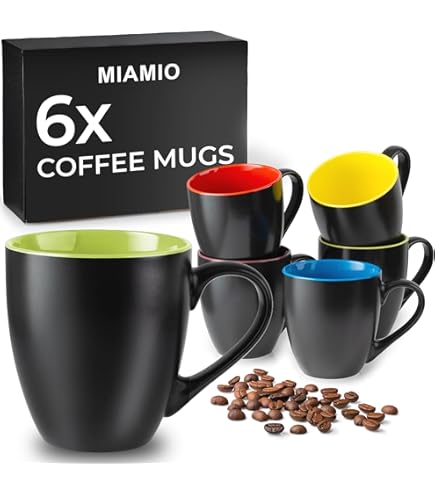 Service à Café 6 Tasses + Cuillères - Motifs Colorés - Bon état - Marque LR