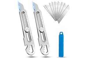 RHHGHY 2 Stück Cuttermesser Profi Set,7 in 1 Cutter Edelstahl Universalmesser, Schweres Mehrzweck Gebrauchsmesser,2024 Multifunktionales Box Cutter, mit 10 Cuttermesser Klingen, für Heimwerker, Innenbereich