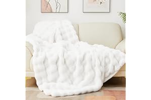 Latepis Kuscheldecke Flauschig Felldecke Flauschige Bubble Warme Decke Dicke Kuscheldecke Weiß Kunstfelldecke 130x150 cm Sofadecke Kuschelig Wohndecke Plüsch Decke Für Bett Kaninchenfell 860gsm