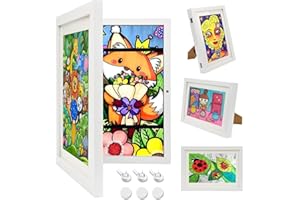 WIOONI 2 Stück Bilderrahmen Kinderzeichnungen A4, Frontöffnungs Fotorahmen aus Holz mit Aufklappbar Mit Wand & Standfunktion, Ideal für Kinderzeichnungen/Kunstwerken, Schule, Zuhause (Schwarze)