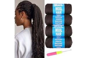 Samtress Lot de 4 Rouleaux de Laine Brésilienne en Acrylique pour Tresses Africaines, Sénégalaises, Fausses Dreads et Tresses Géantes au Crochet (#4)