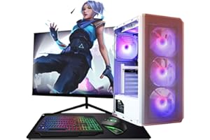 ASC TECHNOLOGY ASC Ryzen Gaming PC Bundle, AMD Ryzen 5 4500, GTX 3050 6GB Graphics, 16GB RAM, 256GB SSD + 1TB HDD, 500W 80+ PSU, WiFi, Windows 11, White 6 Fan RGB Case, 22" Monitor