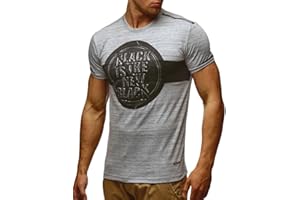 Leif Nelson Herren Sommer T-Shirt Rundhals-Ausschnitt Slim Fit Baumwolle-Anteil Moderner Männer T-Shirt Crew Neck Hoodie-Sweatshirt Kurzarm lang LN795