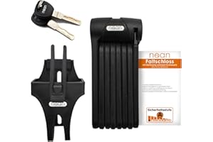 nean Candado plegable para bicicleta con soporte, cerradura plegable, cerradura articulada de acero endurecido, con bolsillo y 2 llaves de seguridad, 20 x 3,5 x 820 mm, color negro