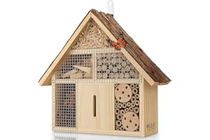 Wildlife Friend I Hotel Insecte en Bois avec Toit en écorce - Maison Insectes, Hotel A Insectes pour Abeilles, Coccinelles, Papillons Et Autres Insectes. Hôtels à Insectes 28cm.