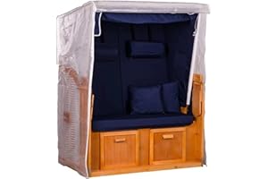 ‎MR. DEKO MR. DEKO® Schutzhülle Strandkorb Abdeckhaube PVC Transparent | Size M Größe 120 x 80 x 155 cm (BxTxH) | Strandkorbabdeckung für Strandkörbe wasserdicht & wetterfest | Robuste Abdeckplane für 2-Sitzer