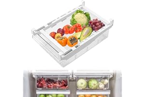 ‎MDHAND MDHAND Kühlschrank Organizer Schublade, Ausziehbare Kühlschrank Schublade Organizer, Perfektes Ordnungssystem für Kühlschrank, Schränke, Regale, Aufbewahrungsbox Kühlschrankbox (Gemüsekiste)
