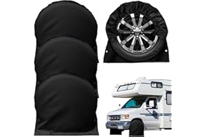 aleawol 4pcs Car Tire Covers with Hooks and Elastic Cord, Suitable for 27-29 Inch Tires, Waterproof Dustproof Anti-UV Car Tyre Wheel Covers Spare Tire Protectors Cover for Cars RV SUV Truck Trailer