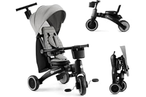 Kinderkraft JAZZ2 Triciclo 6 en 1, con función de Rueda para niños, Cochecito Plegable con Accesorios, protección UV UPF50+, de 9 Meses a 5 años, Gris
