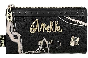 Anekke - Elastyczny portfel damski - Ochrona RFID - Portfel ze skóry PU z zamkiem błyskawicznym i językiem - Kolor czarny - Akcesoria i akcesoria damskie - Wymiary 18 x 10 x 3 cm, Biały,