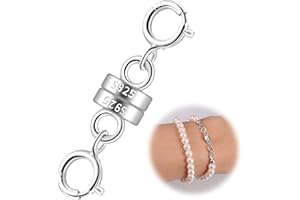 Huiguli Magnetverschluss Kette, Sterling Silber 925 Armband Verschlüsse, Doppel Magnet Kettenverlängerung, Federschnalle Magnetverbinder für Halskette Armband Schmuck (Silber)