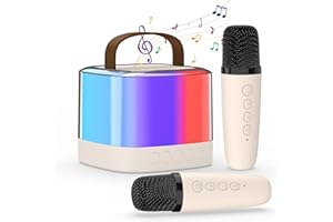 ECOKRA Mini Karaoke Machines for Kids Adults, Bluetooth Portable Karaoke Machine with 2 Wireless Microphones, Kids Karaoke Machines for Girls Boys Karaoke Speaker with LED Lights Toys Birthday