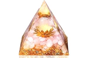 GUJOXILA Rose Quartz Crystal Gifts Healing Crystals Pink Crystal Gifts for Women Bedroom Desk Ornaments Decor Spiritual Reiki Meditation Protection Energy Lotus Flower Orgonite Tower