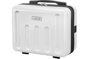 AnyZip Kosmetiktasche Handgepäck Hartschale PC ABS Make-up-Koffer Kann Oben am Gepäck aufgehängt Werden(Weiß,S)