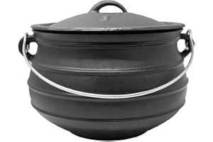 ‎TOCIS BIG BBQ ToCis Big BBQ Feuertopf Beefalo | fertig eingebrannter Gusseisen Topf | Dutch Oven 8 Liter | südafikanischer Schmortopf Platpotjie #3 | Grilltopf inklusive Deckel | Raketenofen Outdoor ohne Füße