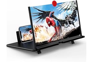 Homavit Amplificador de Pantalla para movil, HD Lupa para móvil, Amplificador de Pantalla para Ver películas y Videos, Lupa movil Pantalla para Todos los Smartphones (Negro) (14 Zoll-01)