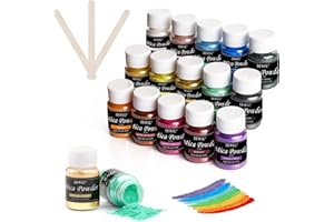DEWEL Polvere di Mica, Pigmenti per Resina Epossidica, Adatto per Resine, Saponi, Candele, Cosmetici, Smalti per Unghie