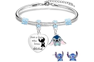 TENVAVA Stitch Jewellery Set Stitch Bracelet Stitch Earrings Gifts for Daughter Niece Girls BFF Women Friendship