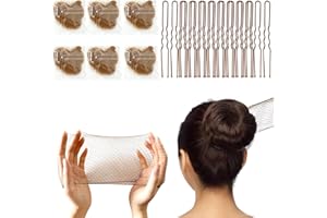 NECXON Retine per capelli per chignon, 20 pezzi 50 cm Retine per capelli invisibili confezionate singolarmente e 40 pezzi Set di fermagli per capelli a forma di U per ballerini assistenti di volo infermiere