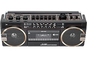 Lychee Enregistreur à Cassettes Portable, Enregistreur à Cassettes Vintage avec Radio AM/FM/SW, Haut-Parleur intégré, AC/DC, Prise Casque 3,5 mm, supporte Carte SD/entrée USB (Noir)