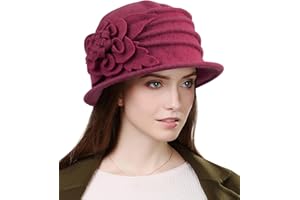 Wantonfy Beanie Hat Women Berets Winter Hats French Vintage Floral Wool Classic Winter Hat French Cap 1920s