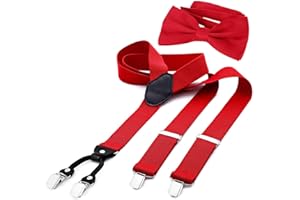 DonDon Set de tirantes y pajarita para hombre, forma de Y, ancho 3,5 cm, hecho a mano - Elegante accesorio para boda, fiesta, smoking