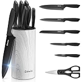 D.Perlla Kitchen Knives, 7 Pieces, Stainless Steel Sharp Blade, Household Kitchen Knife Set, Round Knife Block