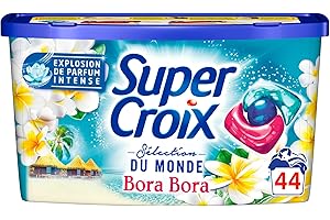MIROR Super Croix Trio-Caps Bora Bora X44 â€“ Lessive En Capsules Parfumée (44 Capsules) â€“ Fleur De Monoi & Lait D'Aloe