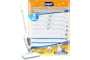 KEEPOW 5 Lingettes pour Black et Decker Balais Vapeur, Compatible avec Black et Decker Steam Mop FSM1630S/FSMP20