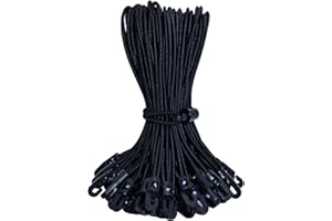 YUNSHANGHE Lot de 25 tendeurs en caoutchouc avec crochets, 25 cm, avec crochets, multifonctions, pour bâches, affiches, tentes, bannières, pavillons, noirs